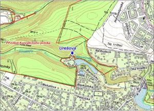 mapa okolí studánek - Urešova studánka, 650 pxl.