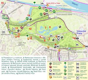 Královská obora Stromovka - orientační mapa, 4/2018