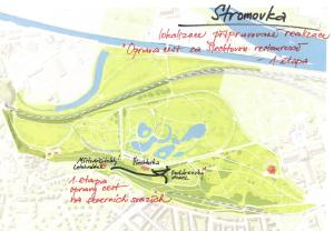 Stromovka, oprava cest za Šlecht.rest.,, I. etapa, lokalizace