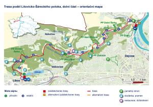 trasa č.16 - podél Šáreckého potoka, orientační mapa A4 (2480pxl)