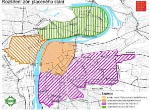 Mapa - zóny placeného stání