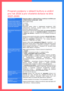 Program podpory v oblasti kultury a umění pro rok 2026