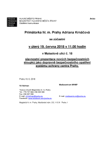 Slavnostní prezentace nových bezpečnostních sloupků jako dopravně bezpečnostního opatření systému ochrany centra Prahy