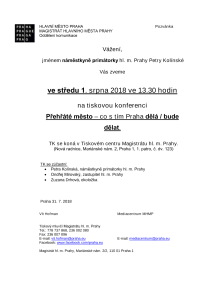 Tisková konference &#34;Přehřáté město &#8211; co s tím Praha dělá / bude dělat&#34;