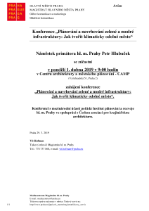 Konference „Plánování a navrhování zelené a modré infrastruktury: Jak tvořit klimaticky odolné město“