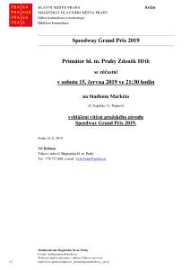 Vyhlášení vítězů pražského závodu Speedway Grand Prix 2019