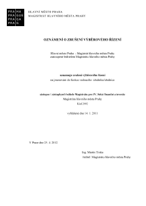 zástupce / zástupkyně ředitele Magistrátu pro IV. Sekci - zrušení výběrového řízení