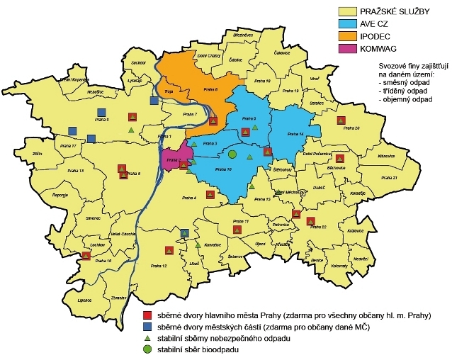 Organizace zajištění svozu směsného a tříděného odpadu prostřednictvím oprávněných firem, sběrné dvory a stabilní sběrny nebezpečného odpadu, 2011