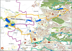 trasa podél litovického potoka - orientační mapka (ke zvětšení)