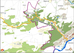 trasa podél radotínského potoka - orientační mapka (ke zvětšení)