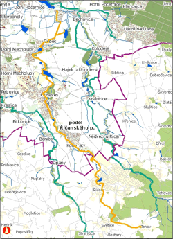 trasa podél říčanského potoka - orientační mapka (ke zvětšení)