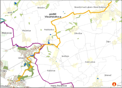 trasa podél vinořského potoka - orientační mapka (ke zvětšení)