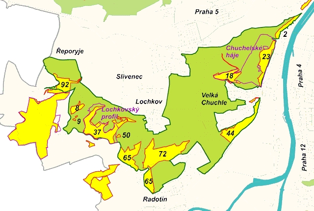 přírodní park Radotínsko-Chuchelský háj, mapka